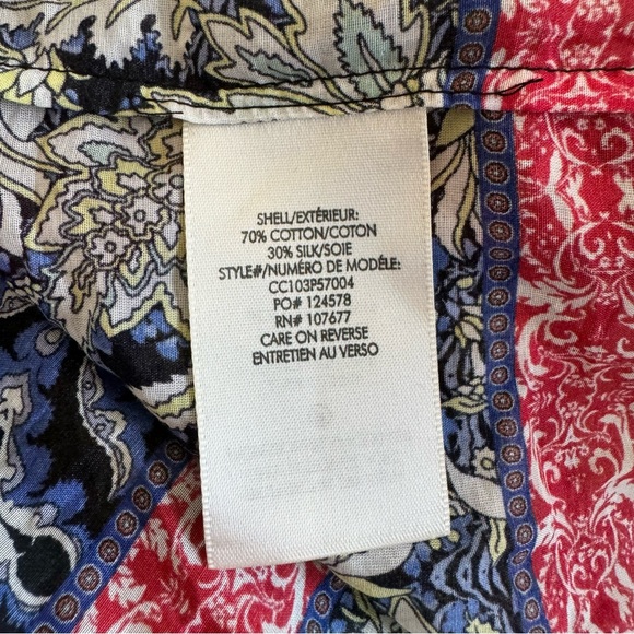 ALICE + OLIVIA Marlyn Floral Tie-Neck Button Down Tiered Blouse size XL - Picture 13 of 13